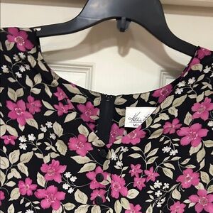 Vintage Kathie Lee Collection Black and Pink Floral Midi Dress